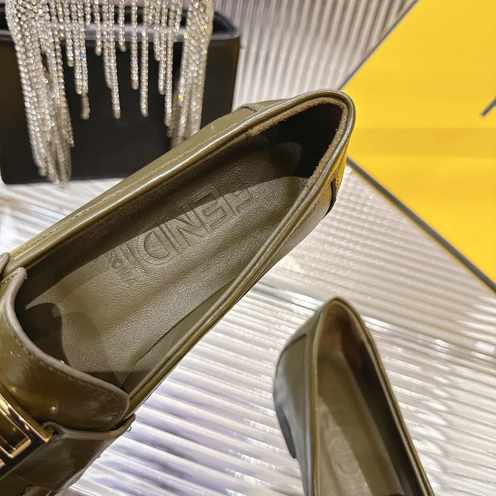 Fendi Women Baguette Green Nappa Leather Loafers - image 9