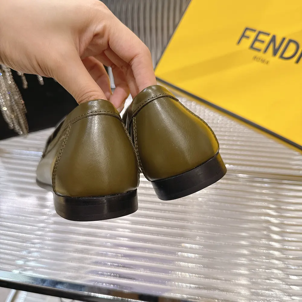 Fendi Women Baguette Green Nappa Leather Loafers - image 7