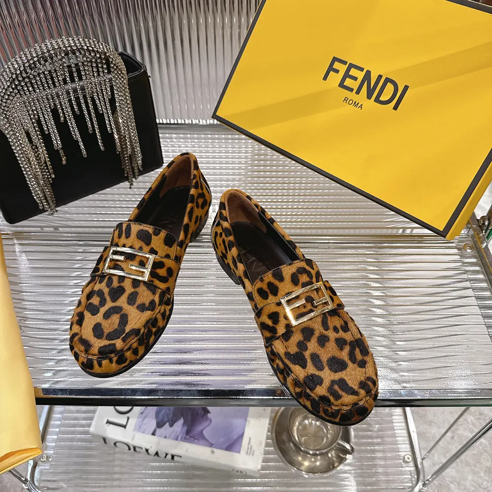 Fendi Women Baguette Printed Cavallino Calfskin Loafers - image 4