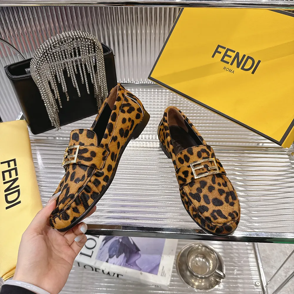 Fendi Women Baguette Printed Cavallino Calfskin Loafers - image 5