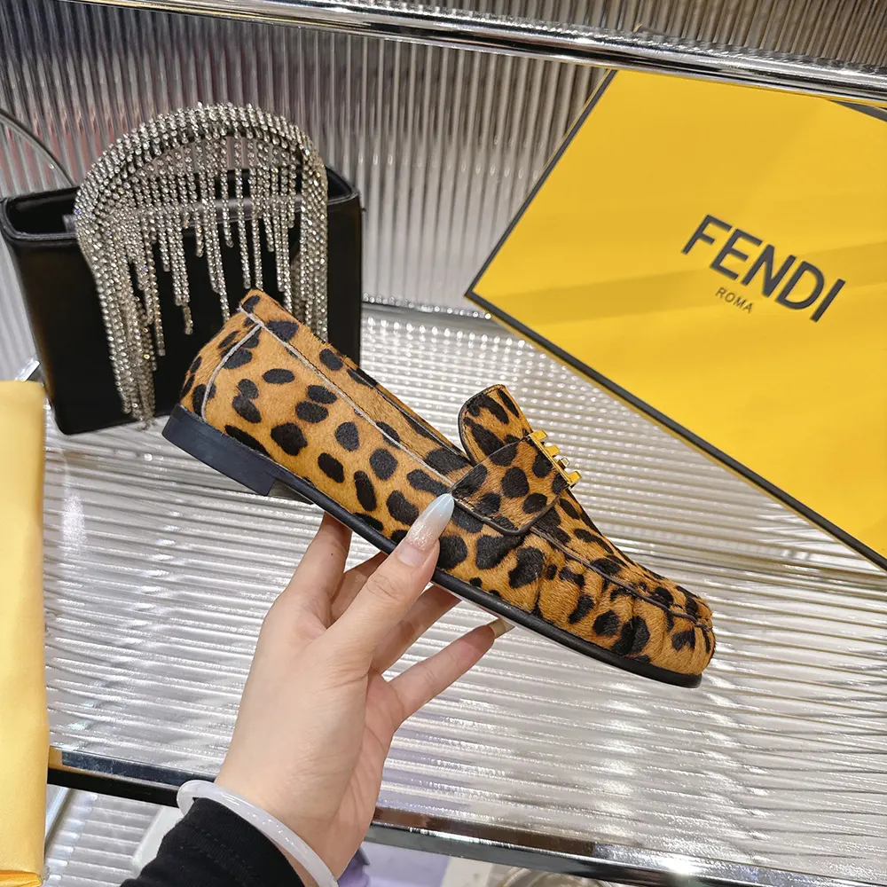 Fendi Women Baguette Printed Cavallino Calfskin Loafers - image 7