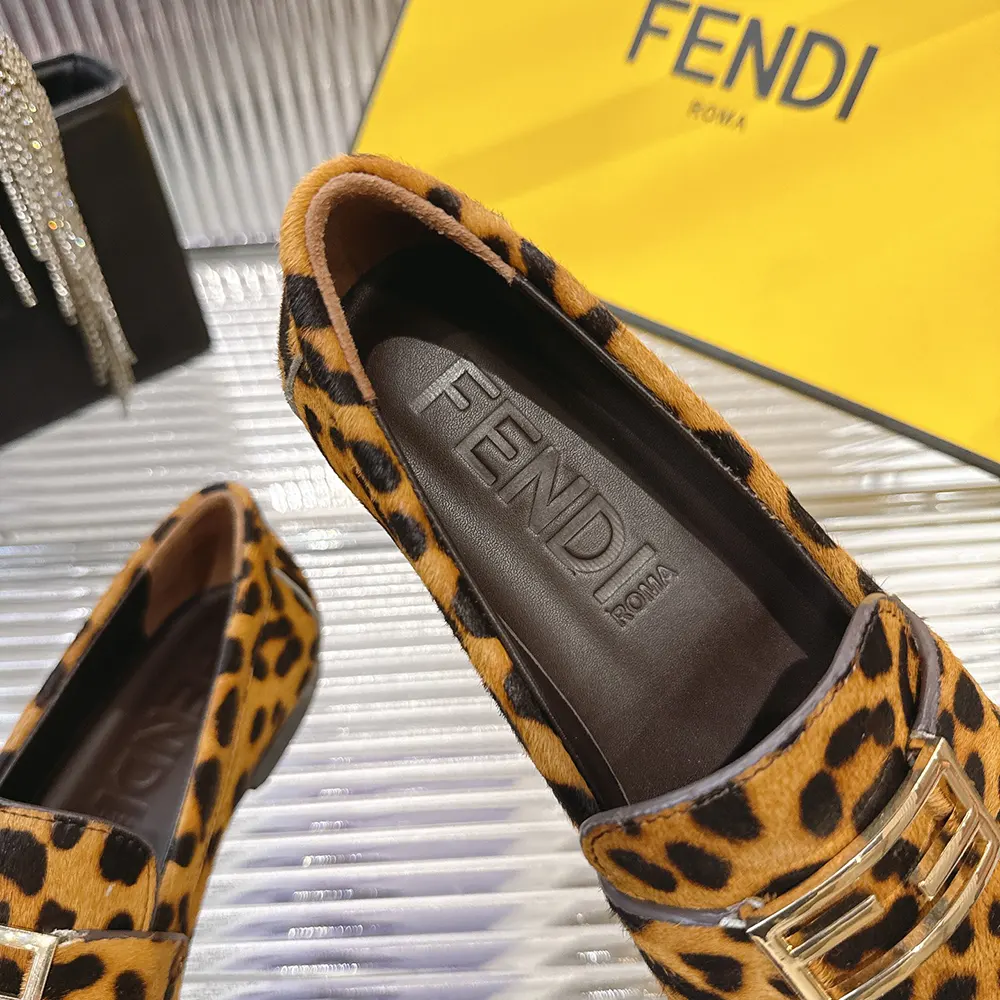 Fendi Women Baguette Printed Cavallino Calfskin Loafers - image 8