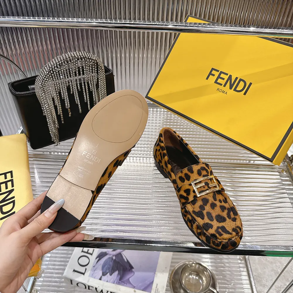 Fendi Women Baguette Printed Cavallino Calfskin Loafers - image 9