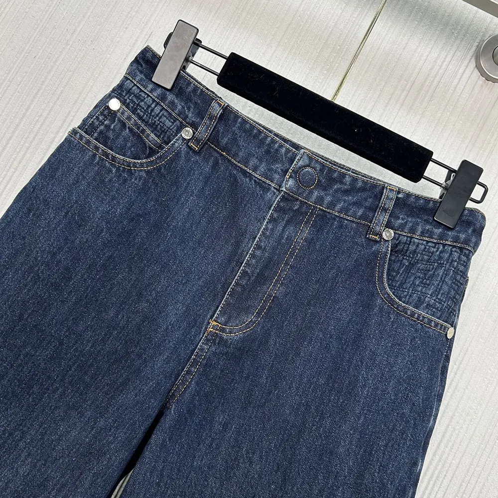 Fendi Women Long Jeans Dark Blue Denim Pants - image 4