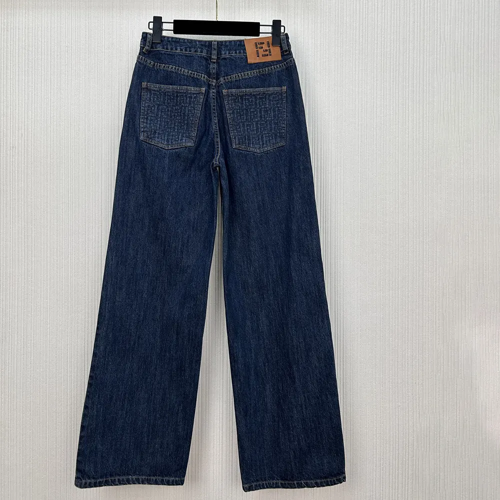 Back view showing silhouette of Fendi Women Long Jeans Dark Blue Denim Pants