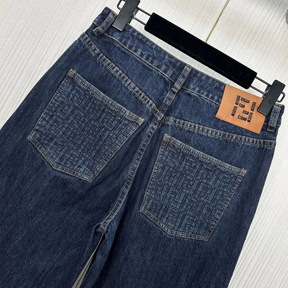 Fendi Women Long Jeans Dark Blue Denim Pants - image 5