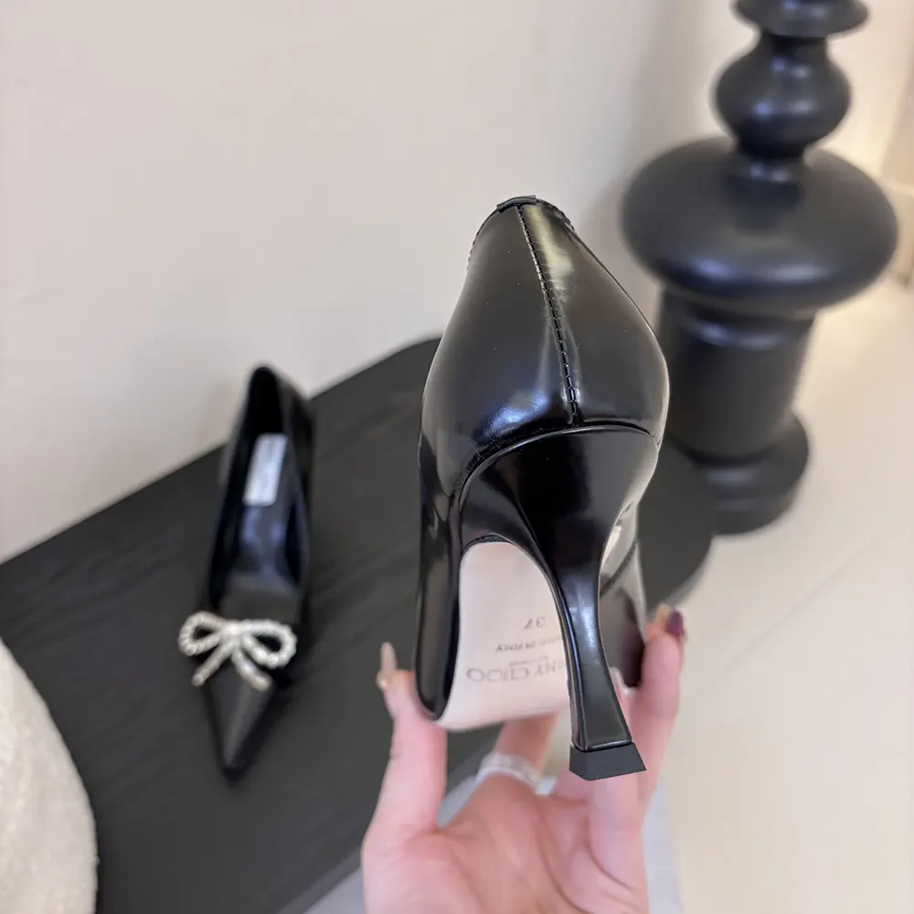 Jimmy Choo Women Auria 70mm Black Soft Spazzolato Pumps with Velvet and Crystal Bow - image 9