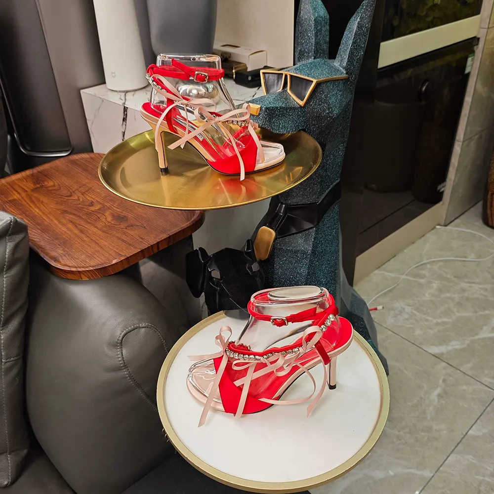 Jimmy Choo Women Lula 100mm Macaron and Ruby Red Satin Sandals with Bows - image 7