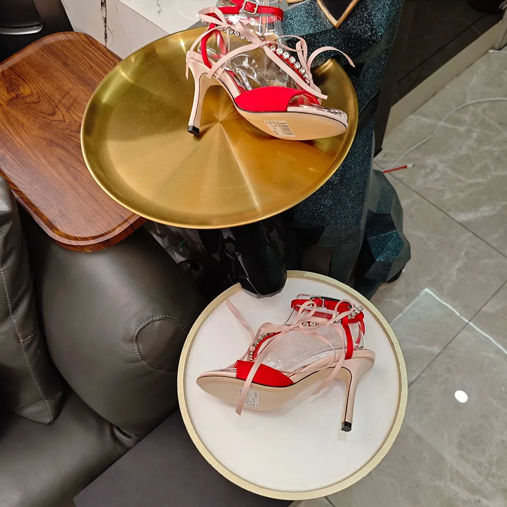 Jimmy Choo Women Lula 100mm Macaron and Ruby Red Satin Sandals with Bows - image 9