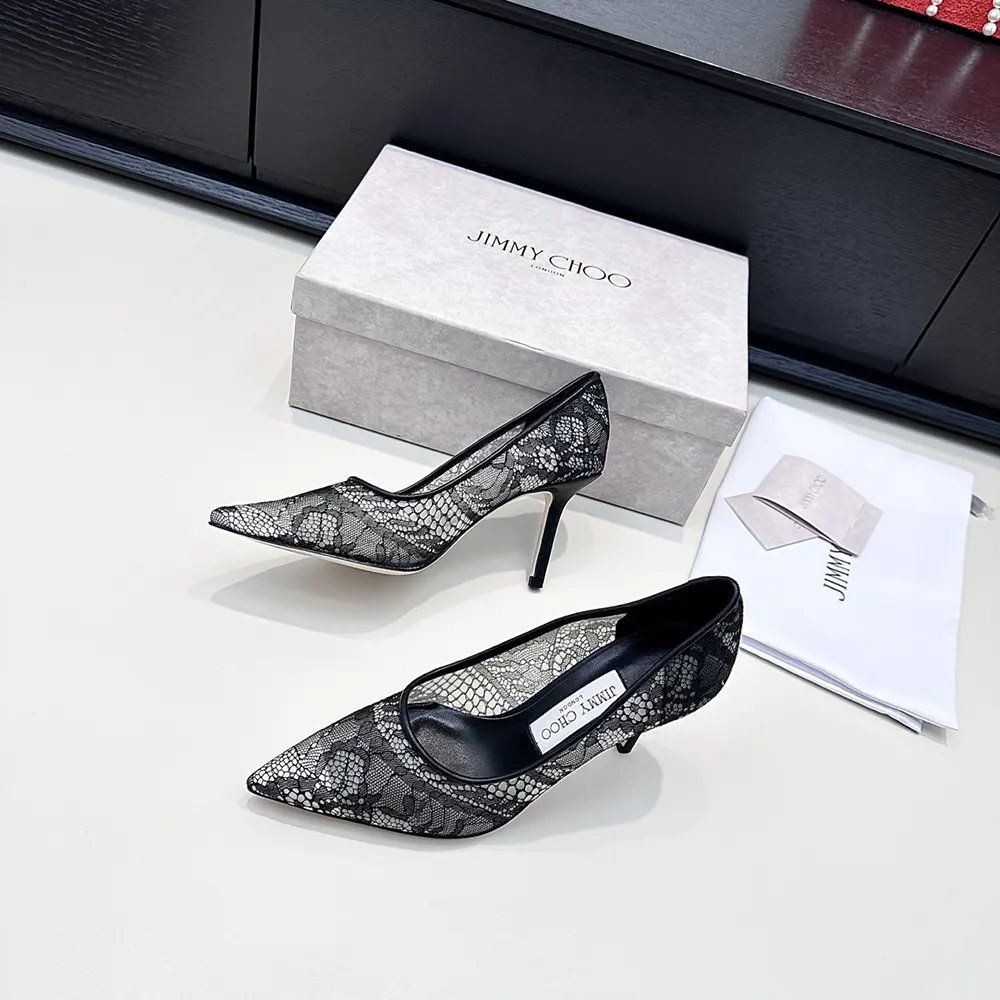 Jimmy Choo Women Romy 85 Black Jimmy Choo Lace Pumps - image 6