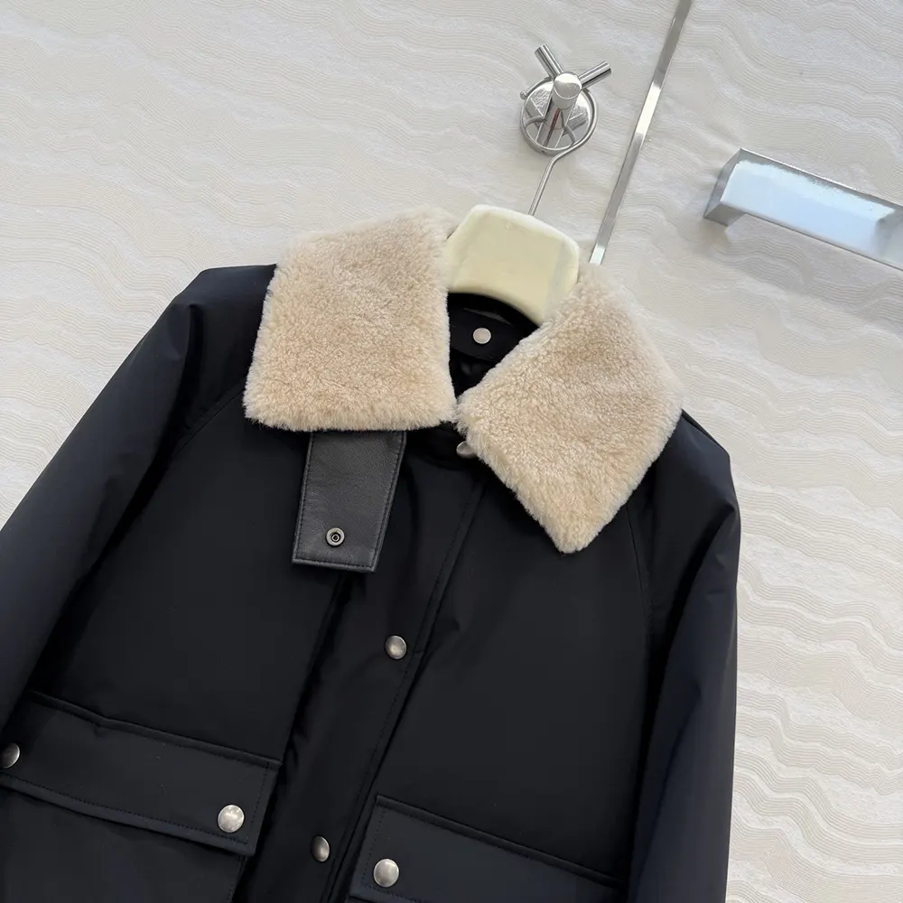 Loewe Women Puffer in Shearling and Cotton Blend-Black - image 6