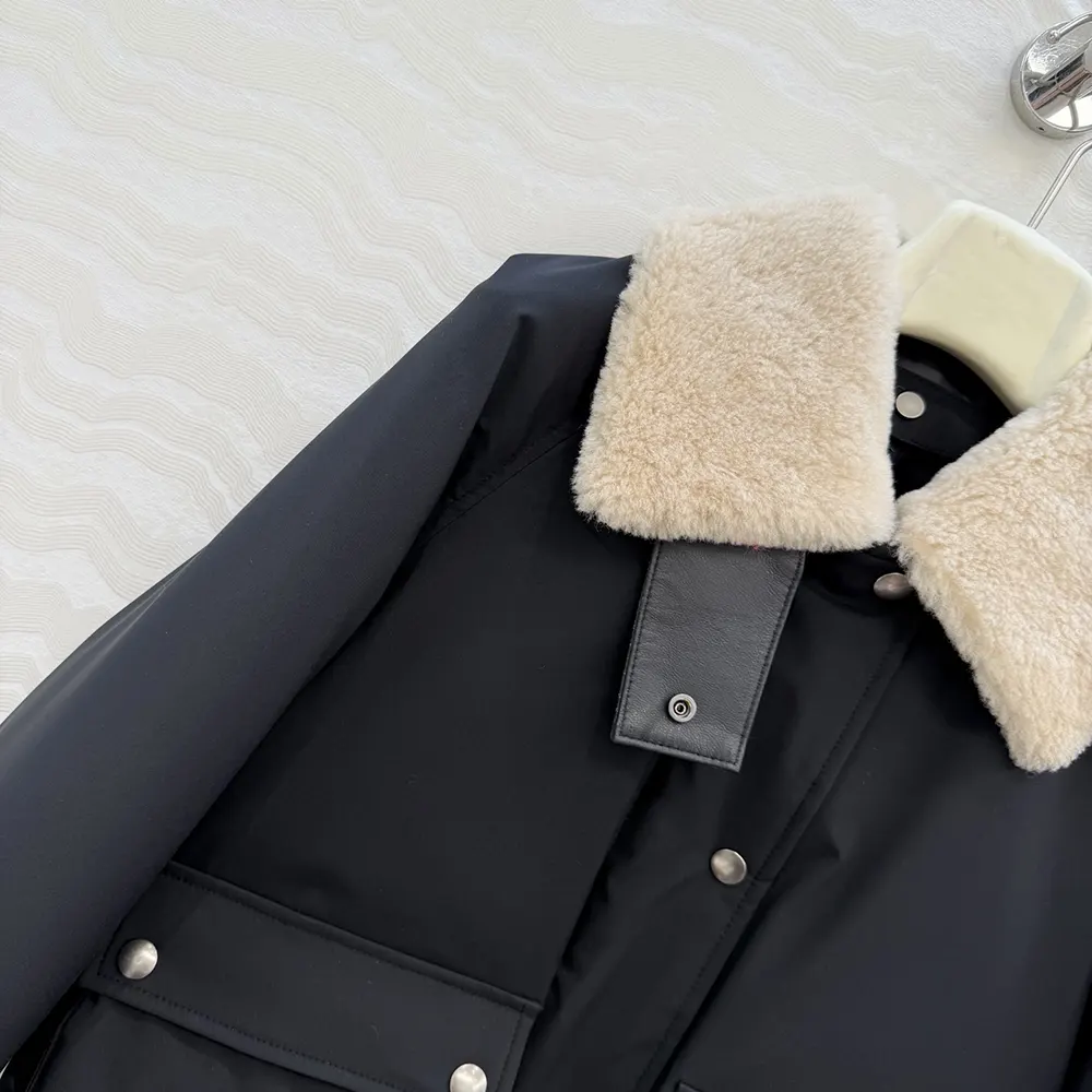 Loewe Women Puffer in Shearling and Cotton Blend-Black - image 5