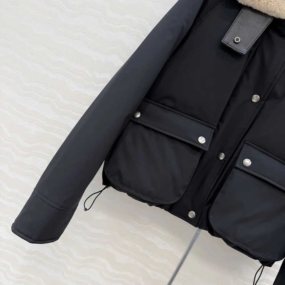 Loewe Women Puffer in Shearling and Cotton Blend-Black - image 8