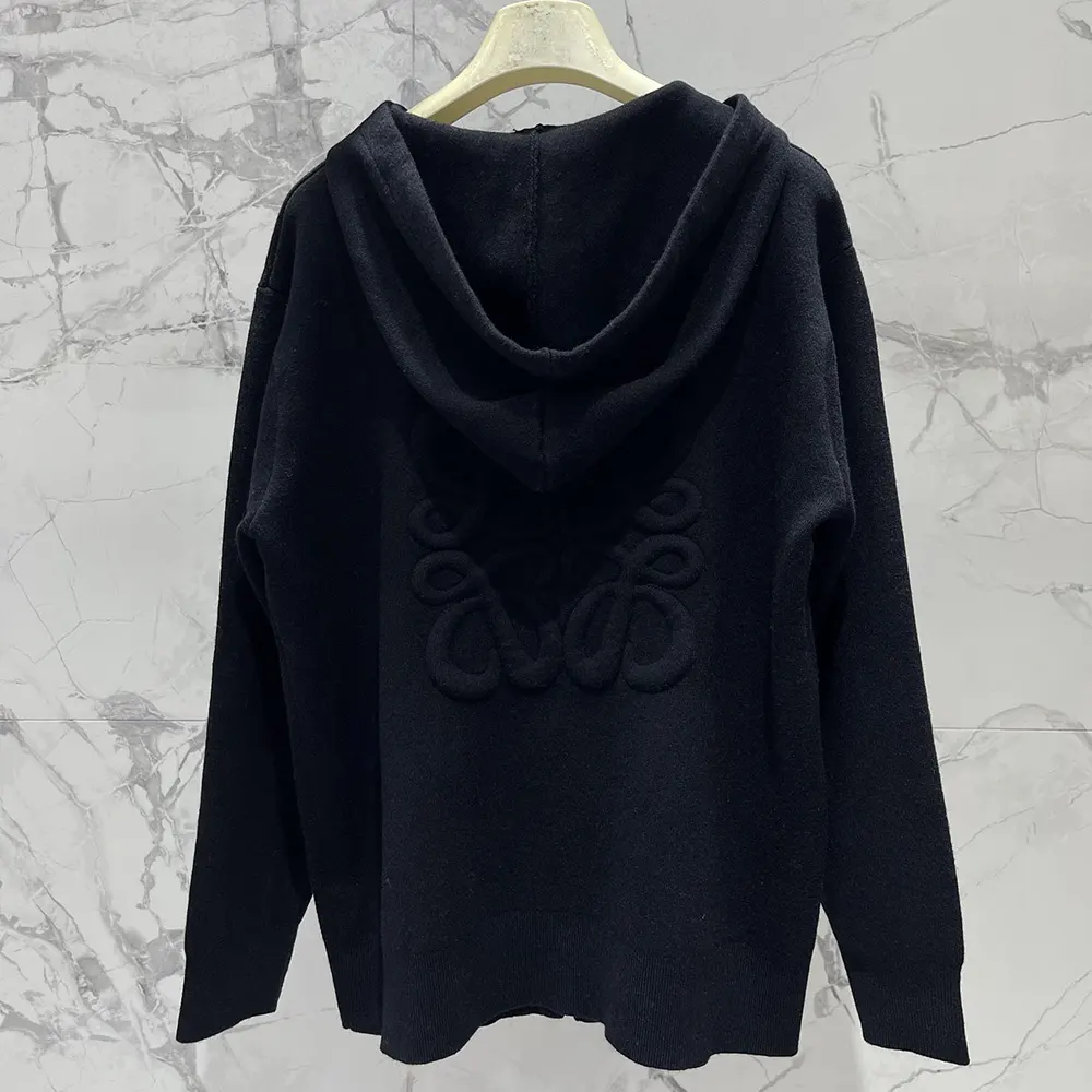 Loewe Women Anagram Zip-up Hoodie in Wool-Black - image 4