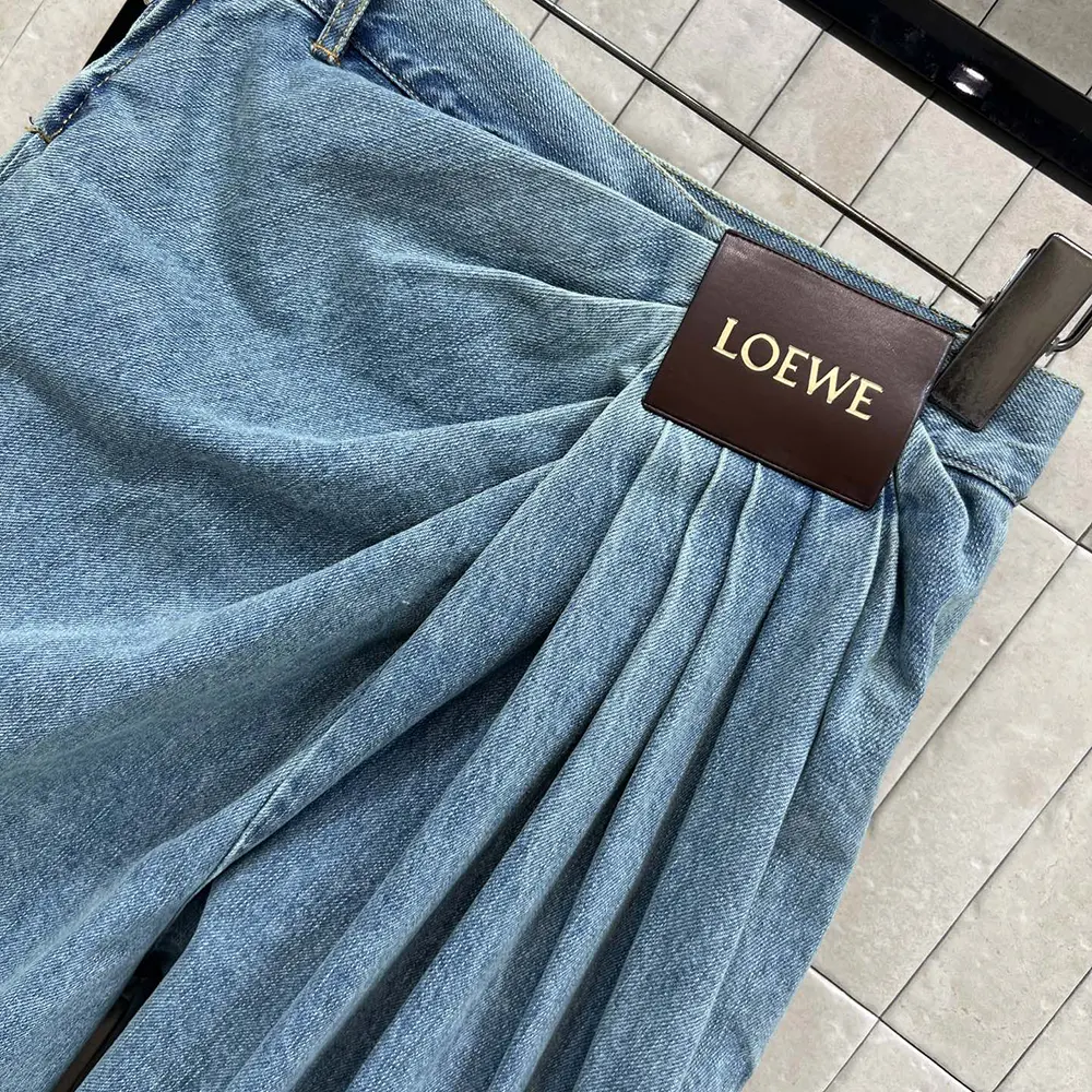 Loewe Women Draped Jeans In Denim-Indigo Blue - image 4