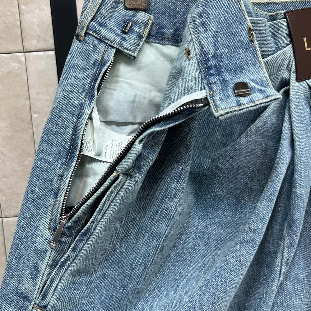 Loewe Women Draped Jeans In Denim-Indigo Blue - image 9