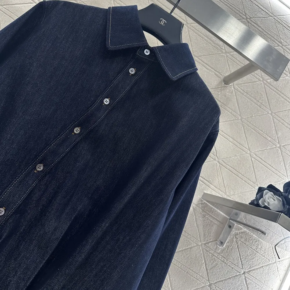 Loewe Women Draped Shirt in Denim-S359Y1DX19 - image 4