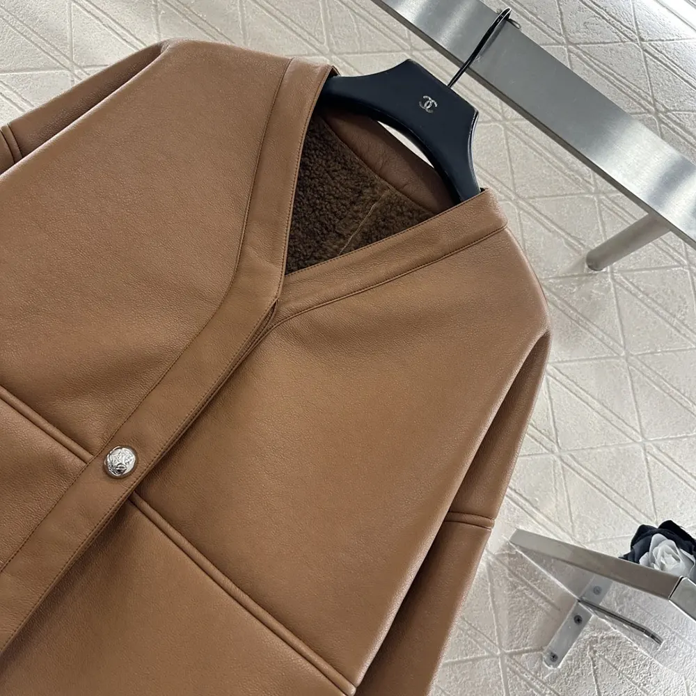 Loewe Women Pebble Cardigan in Shearling-Brown - image 6
