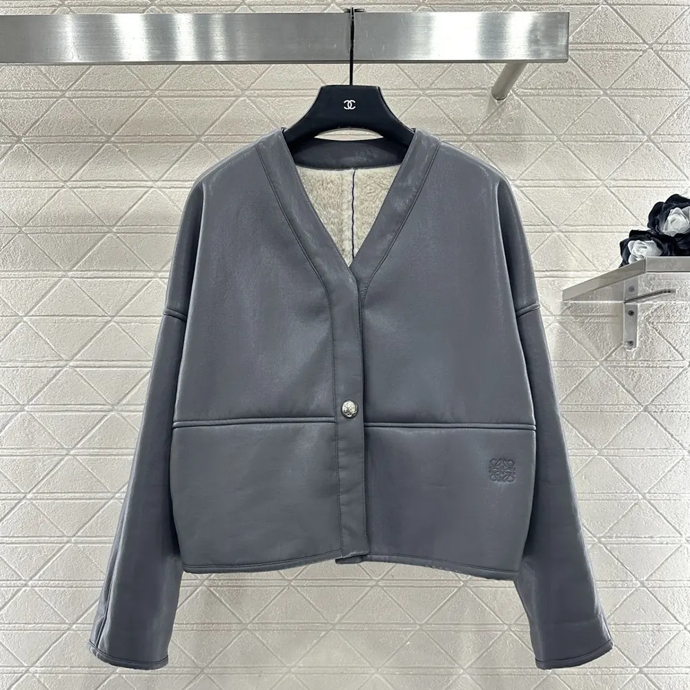 Side angle showing relaxed fit of Loewe Women Pebble Cardigan