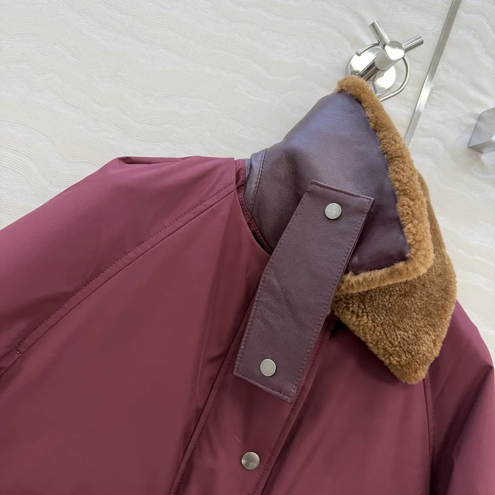 Loewe Men Puffer in Shearling and Cotton Blend-Burgundy - image 8