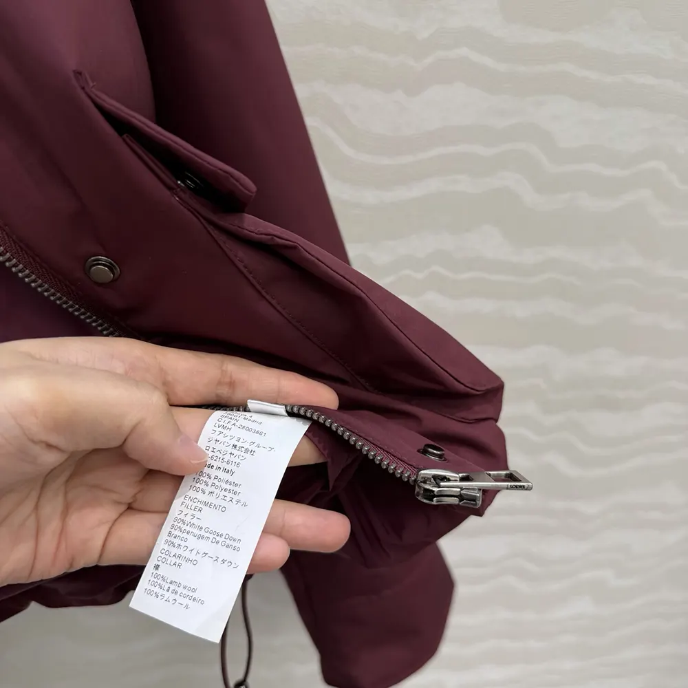 Loewe Men Puffer in Shearling and Cotton Blend-Burgundy - image 10