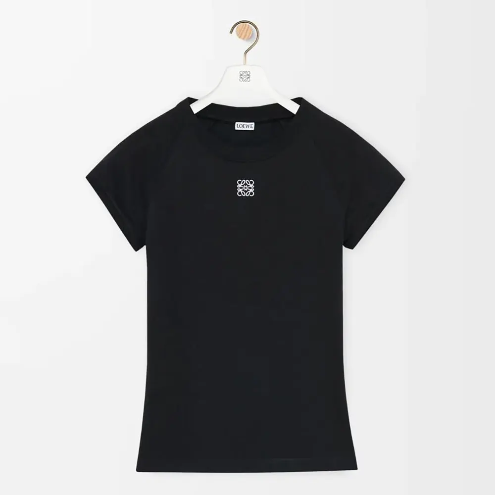 Front view of Loewe Women Small Fit T-Shirt in Cotton Blend-Black