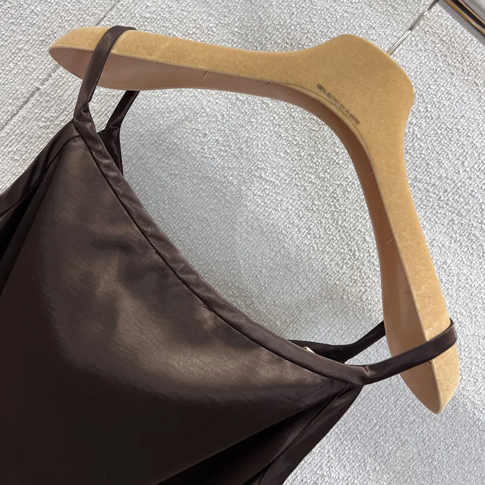 Miu Miu Women Long Satin Dress-Brown - image 4