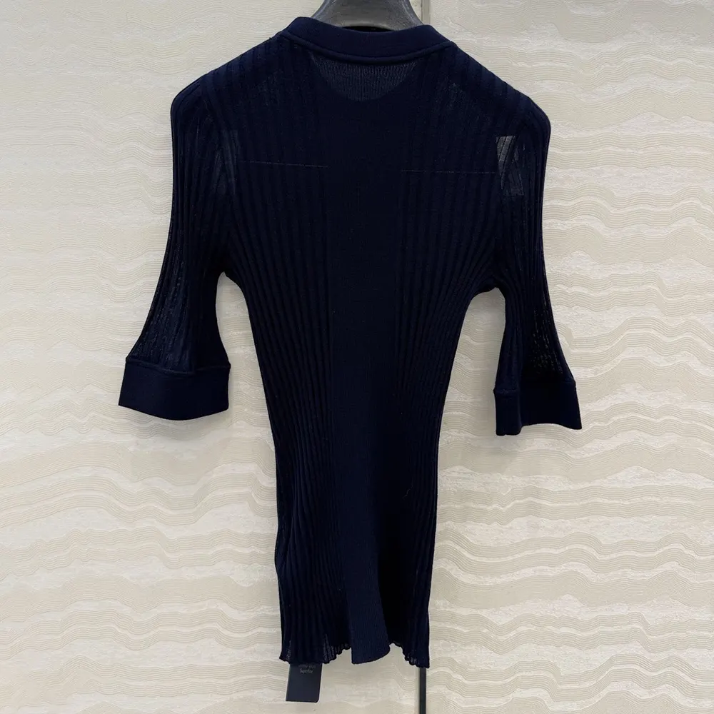 Close-up of ribbed knit texture on Miu Miu Women Ribbed Knit Wool Sweater
