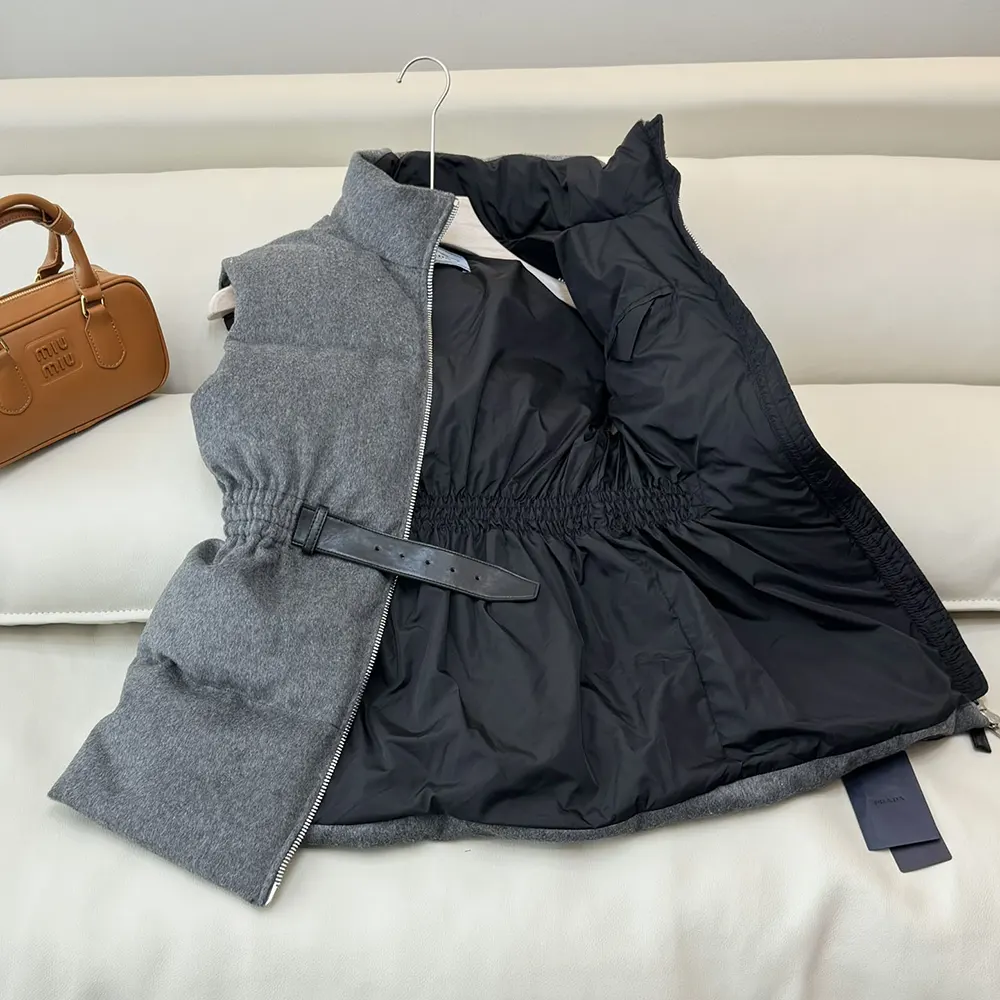 Prada Women Loden Down Vest-Grey - image 9