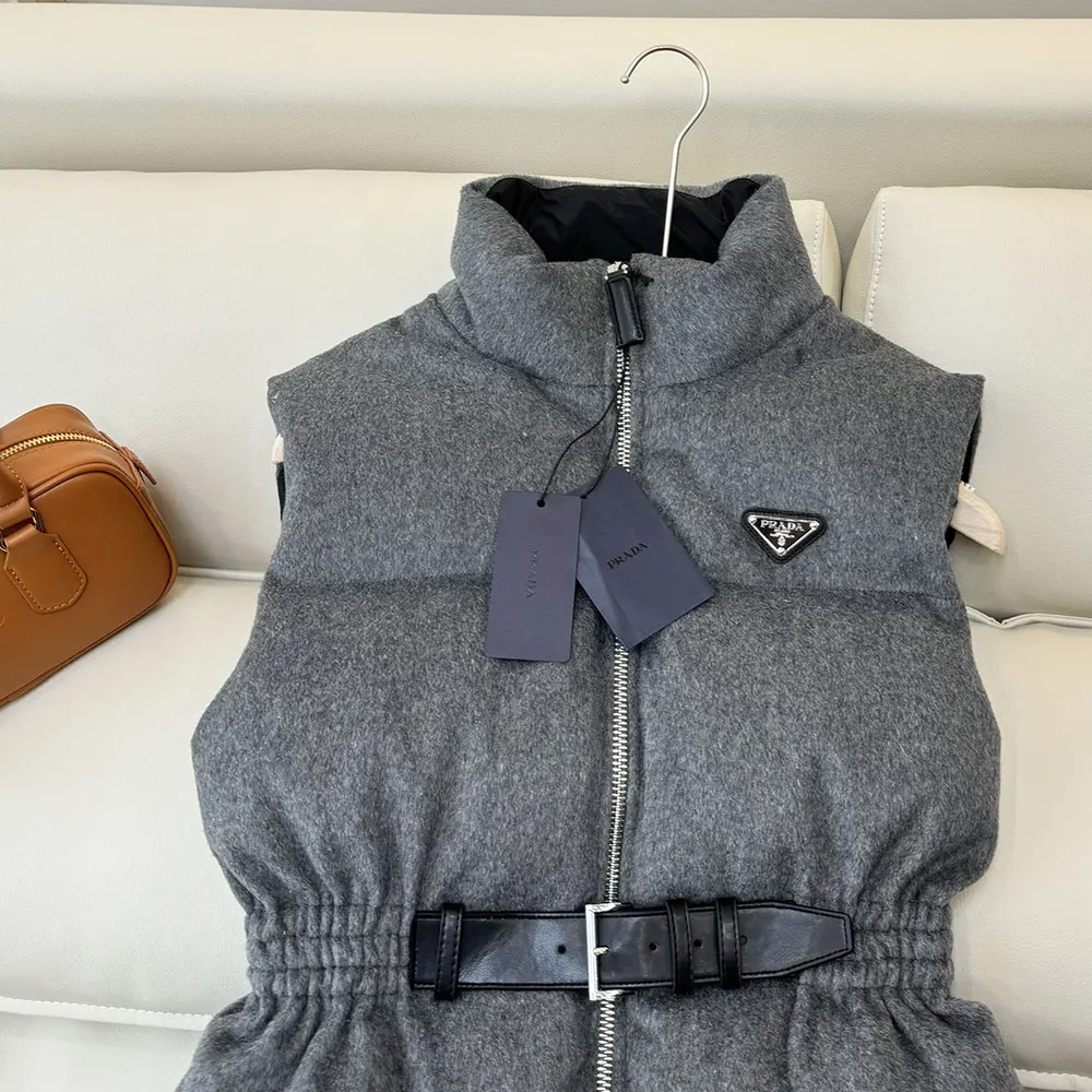 Prada Women Loden Down Vest-Grey - image 7