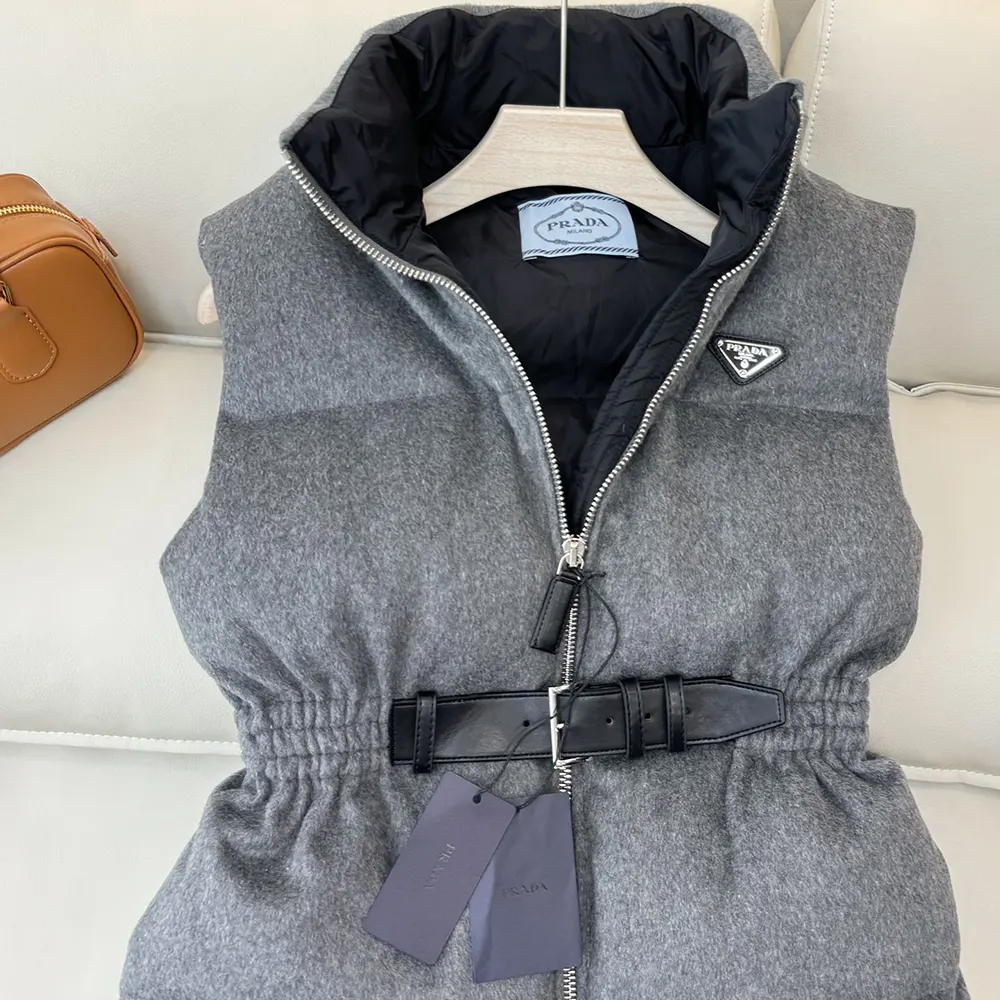 Prada Women Loden Down Vest-Grey - image 8