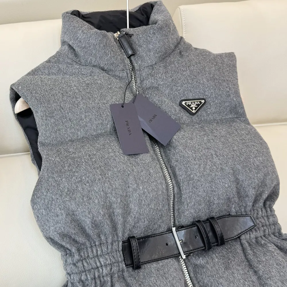 Prada Women Loden Down Vest-Grey - image 6