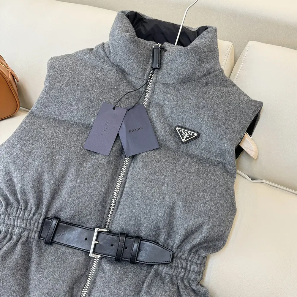 Prada Women Loden Down Vest-Grey - image 5