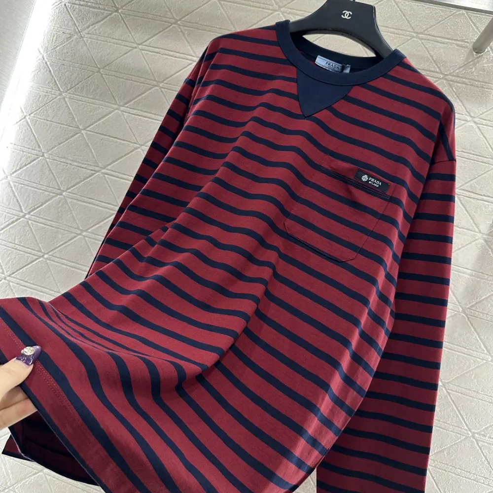 Prada Women Long-Sleeved Striped Jersey T-Shirt - image 5