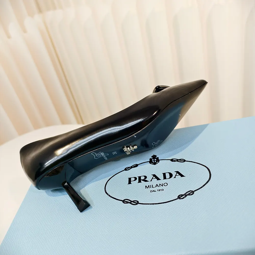 Prada Women Brushed Leather Pumps-Black - image 10