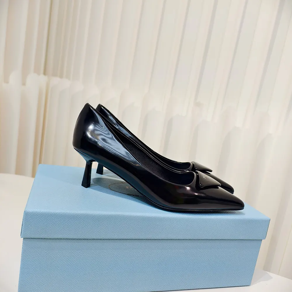 Prada Women Brushed Leather Pumps-Black - image 8