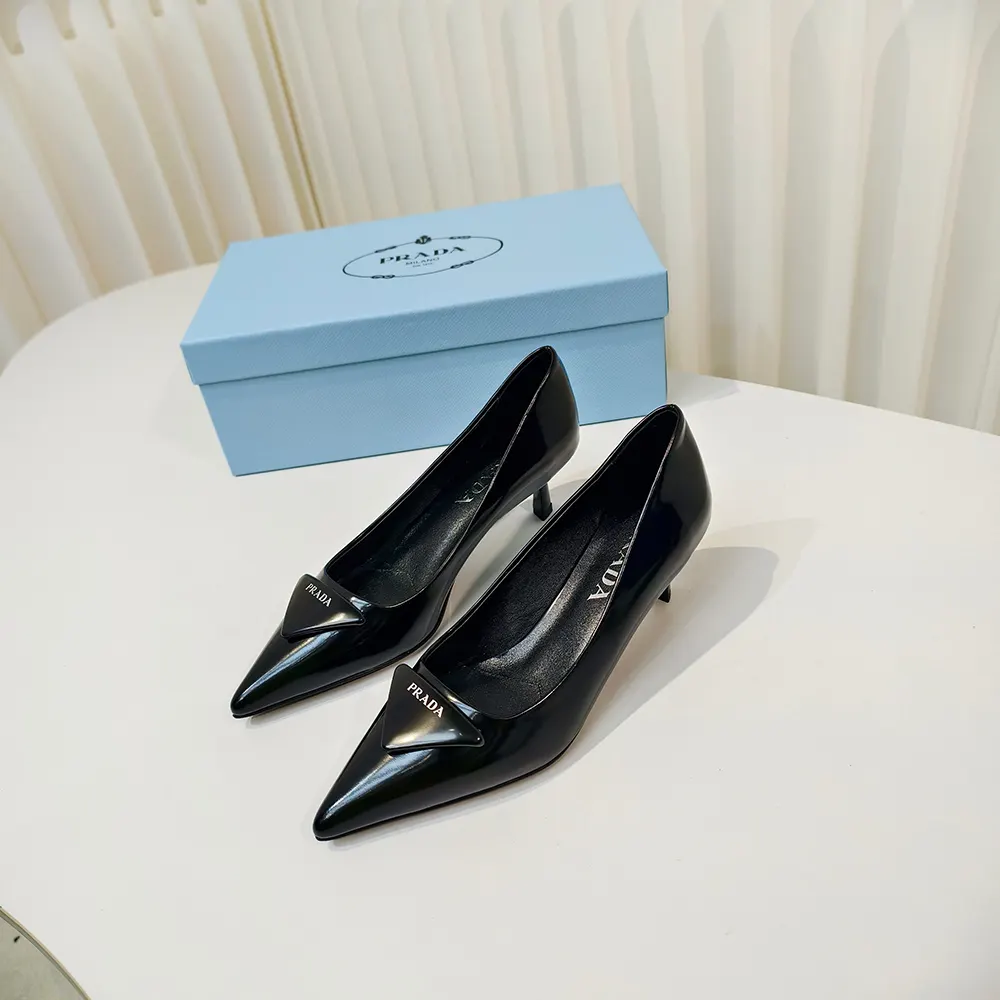 Prada Women Brushed Leather Pumps-Black - image 4
