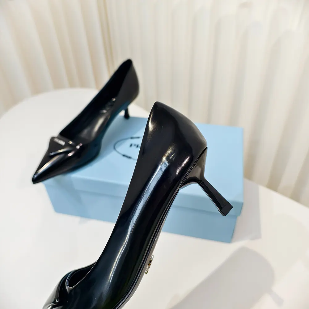 Prada Women Brushed Leather Pumps-Black - image 9