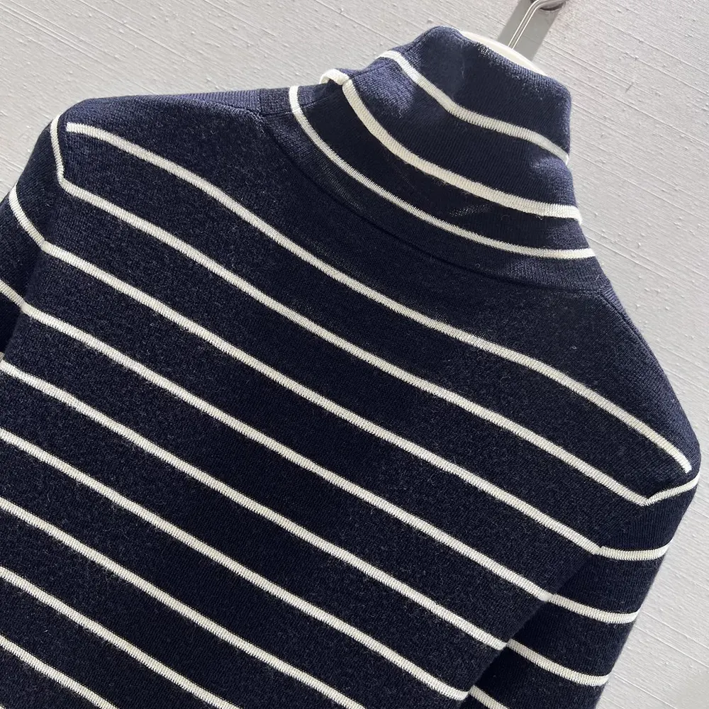 Prada Men Striped Wool Turtleneck Sweater-Black - image 4