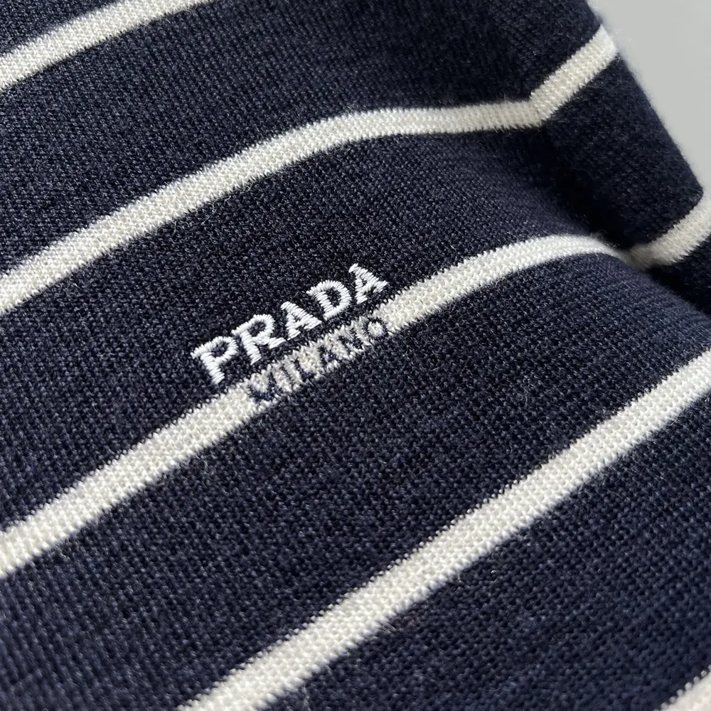 Prada Men Striped Wool Turtleneck Sweater-Black - image 9