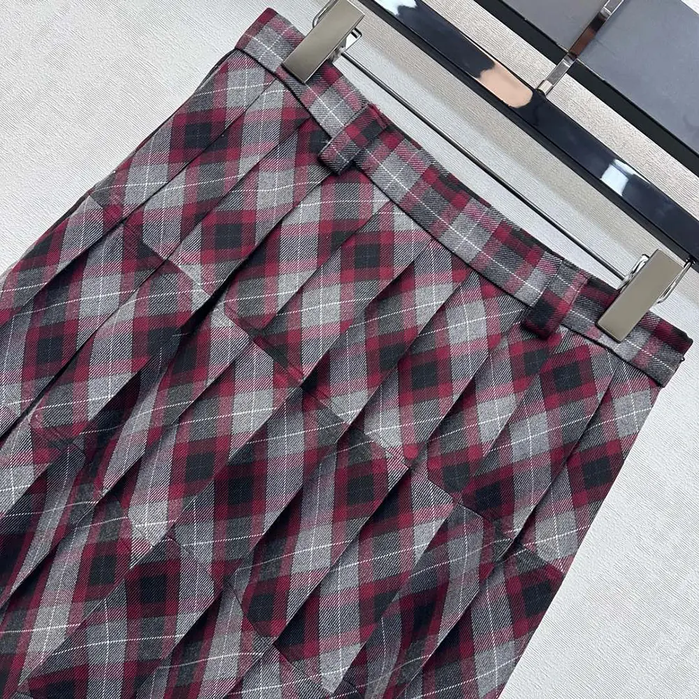 Prada Women Tartan Patchwork Midi Skirt - image 6