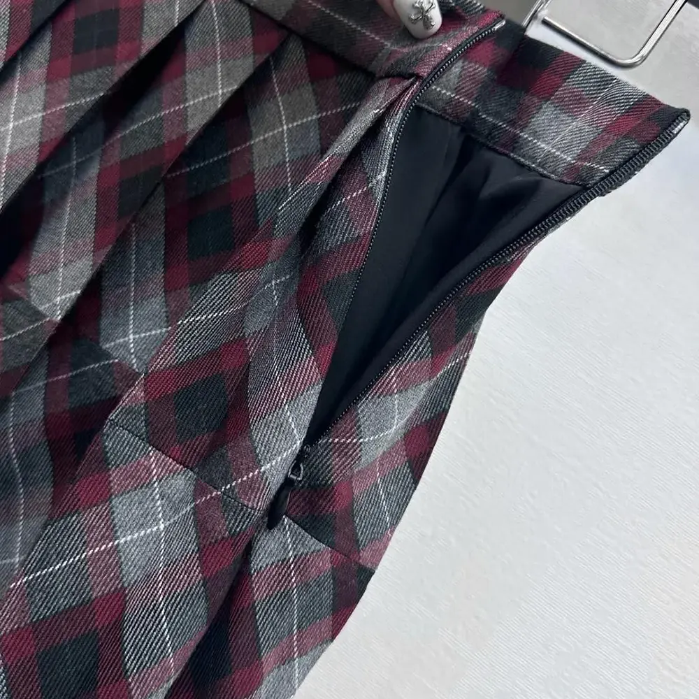Prada Women Tartan Patchwork Midi Skirt - image 8