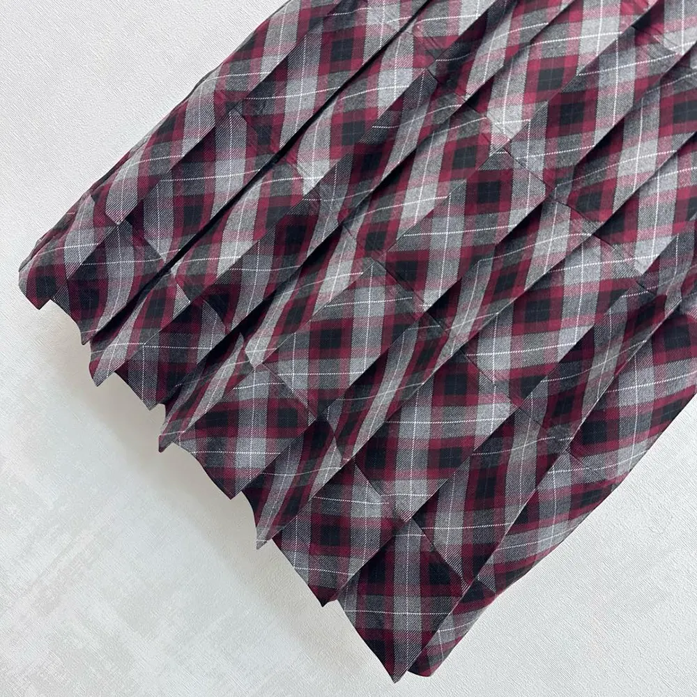 Prada Women Tartan Patchwork Midi Skirt - image 7
