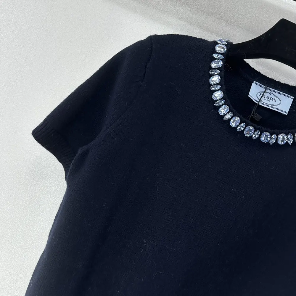 Prada Women Wool And Cashmere Crew-Neck Sweater-Navy - image 5