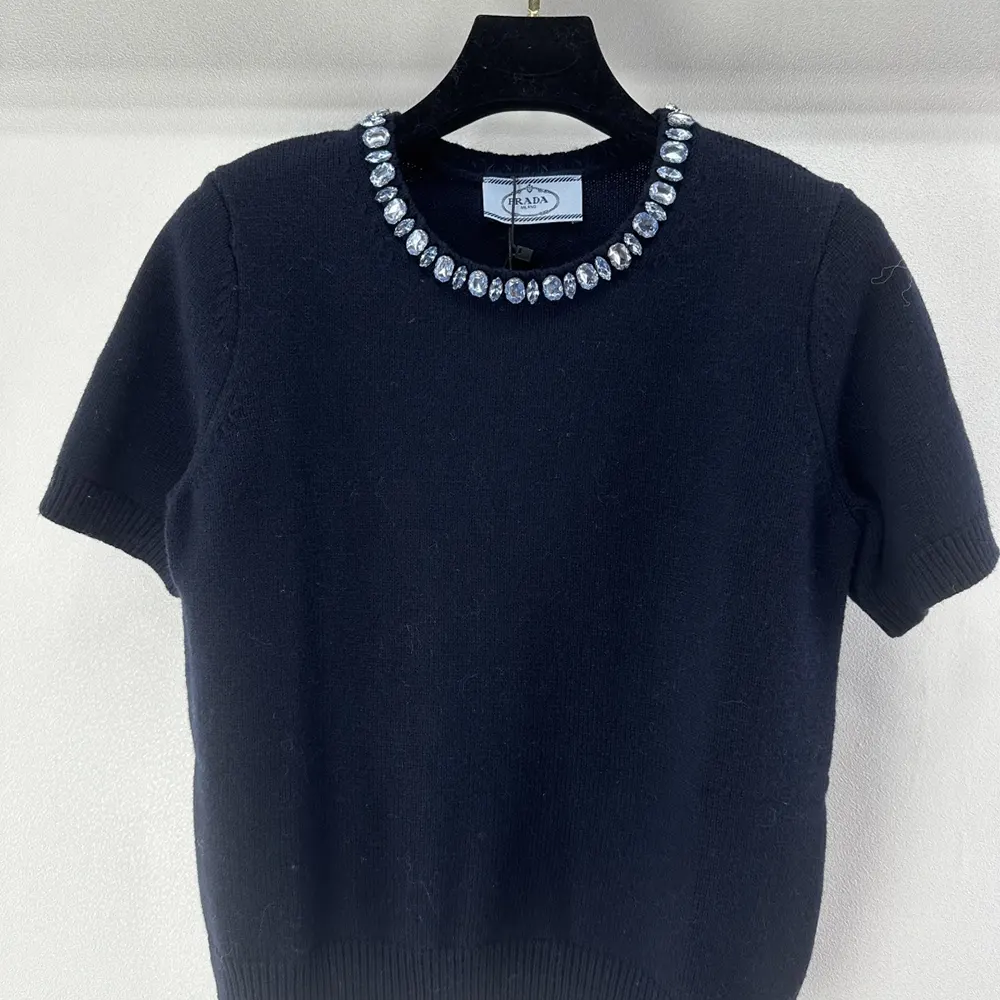 Prada Women Wool And Cashmere Crew-Neck Sweater-Navy - image 4
