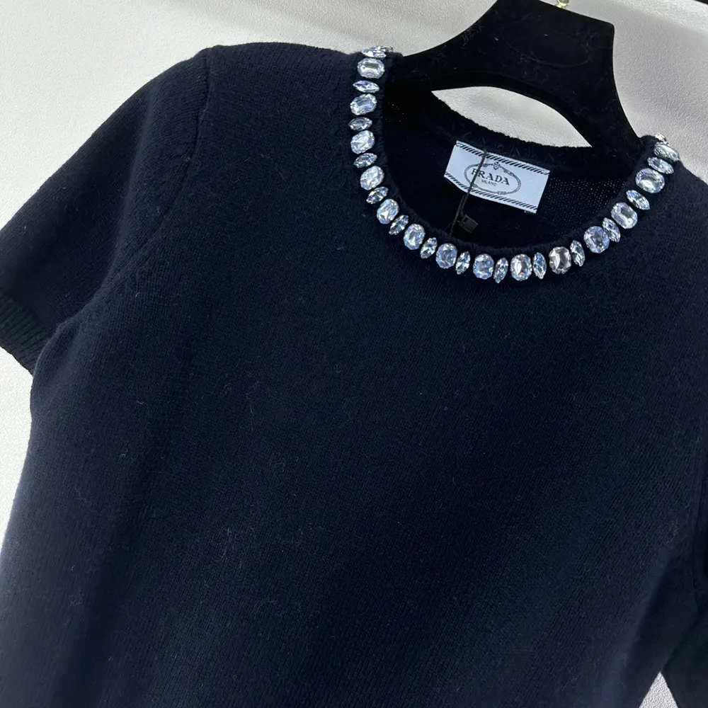Prada Women Wool And Cashmere Crew-Neck Sweater-Navy - image 7