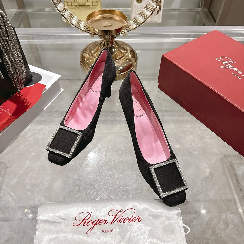 Rear angle showing heel height of Roger Vivier Women Trompette Pumps