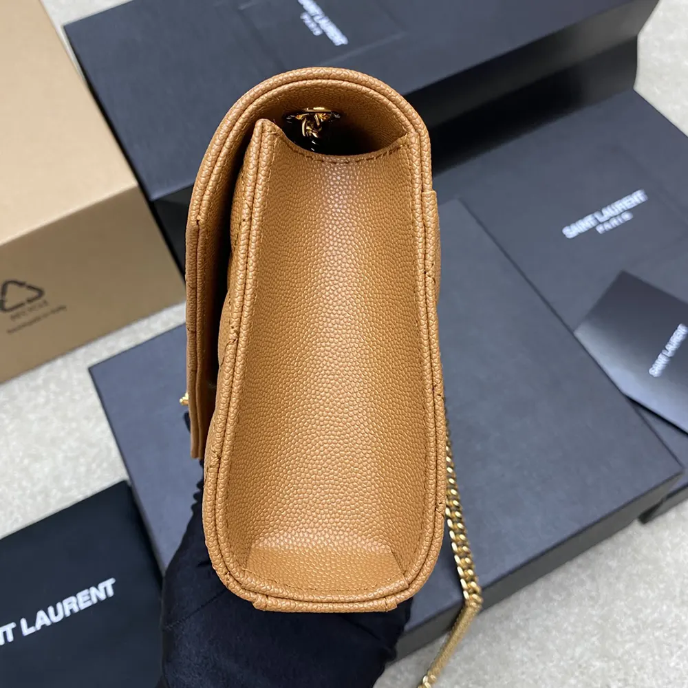 Saint Laurent YSL Women Envelope Small in Matelasse Lambskin-Brown - image 4