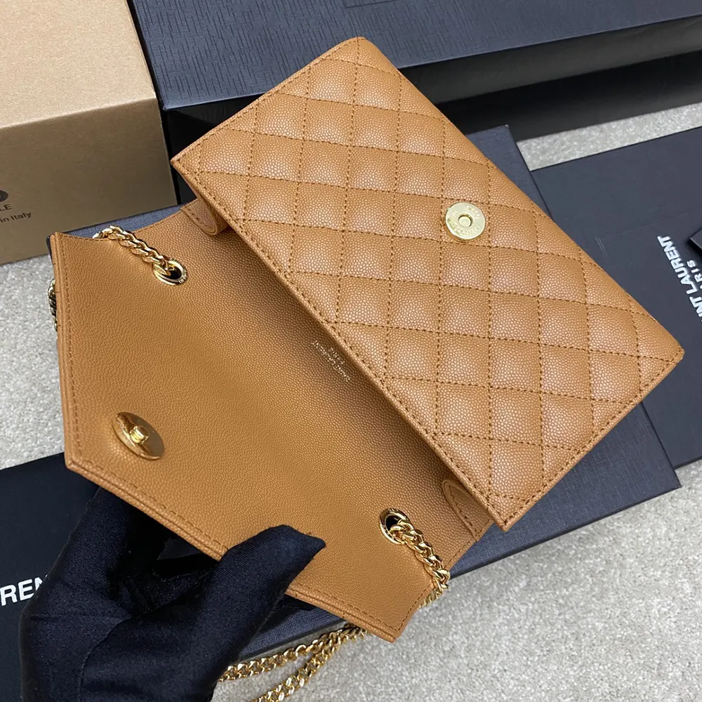 Saint Laurent YSL Women Envelope Small in Matelasse Lambskin-Brown - image 5