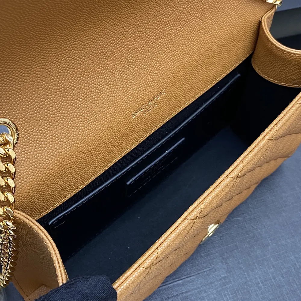Saint Laurent YSL Women Envelope Small in Matelasse Lambskin-Brown - image 9